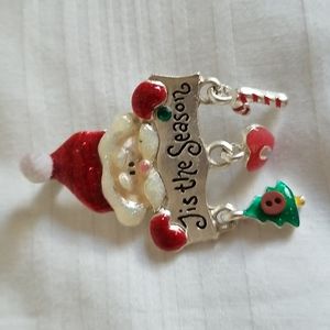 AJMC Silver Santa Christmas Charm Brooch